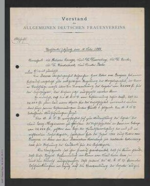 Protokoll Vorstandssitzung Februar 1906
