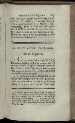 Section Vingt-Huitième. De la Digestion