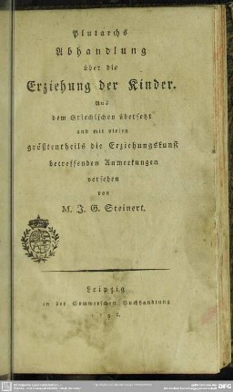 Plutarchs Abhandlung über die Erziehung der Kinder