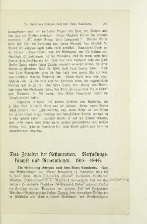 Das Zeitalter der Restauration. Verfassungskämpfe und Revolutionen. 1815-1848