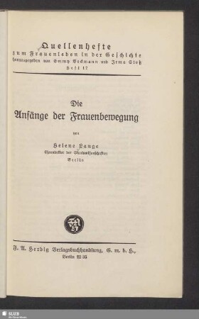 Die Anfänge der Frauenbewegung