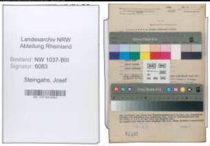 Entnazifizierung Josef Steingahs , geb. 31.05.1897 (Schlosser)