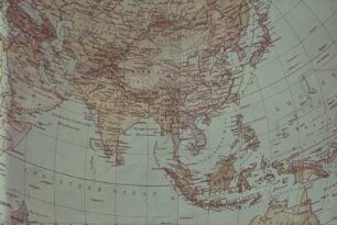 Kartenmaterial für Diavorträge. Reproduktion aus einem Atlas. Asien