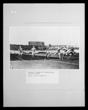 Amsterdam, Olympiade 1928; Williams (Kanada) siegt im 100-Meterlauf