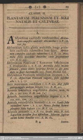 Classis II. Plantarum Perennium Et Soli Natalis Et Culturae