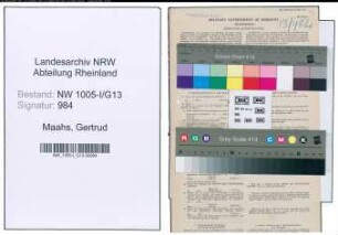 Entnazifizierung Gertrud Maahs , geb. 08.04.1899 (Postassistentin)