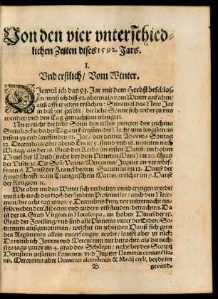 Von den vier unterschiedlichen Zeiten dises 1592. Jars.