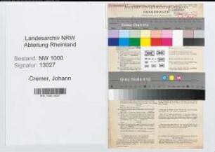 Entnazifizierung Johann Cremer, geb. 27.01.1903 (Postbeamter)