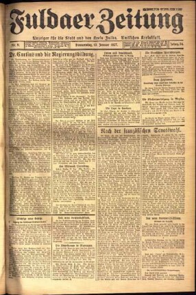 Erste Ausgabe vom Donnerstag, den 13. Januar 1927.