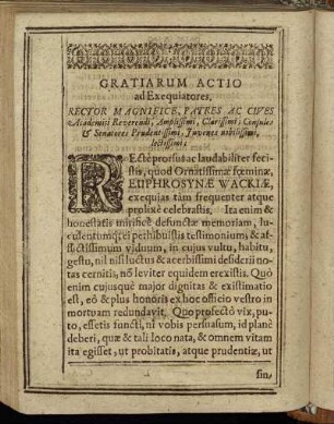Gratiarum Actio ad Exequiatores [...]