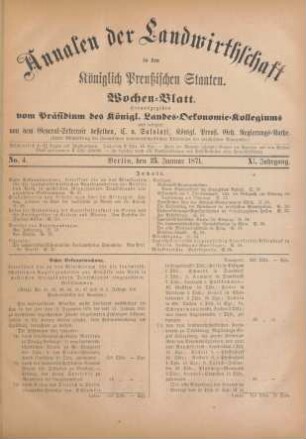 No. 4. Berlin, den 25. Januar 1871. XI. Jahrgang.