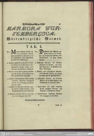 Marmora Wurtembergica. Würtembergische Marmor