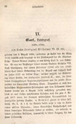 XV. Carl, Landgraf, 1670-1730