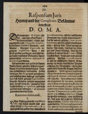 IV. Responsum Iuris Hexerey und der Complicum Bekäntniß betreffend.