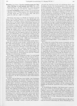 165-168 [Rezension] Ratschow, Carl Heinz, Von der Gestaltwerdung des Menschen