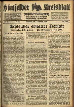 Erste Ausgabe vom Samstag, den 03. Dezember 1932.