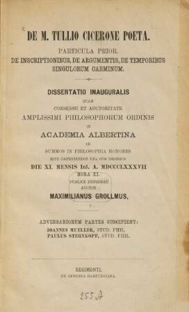 De M. Tullio Cicerone poeta