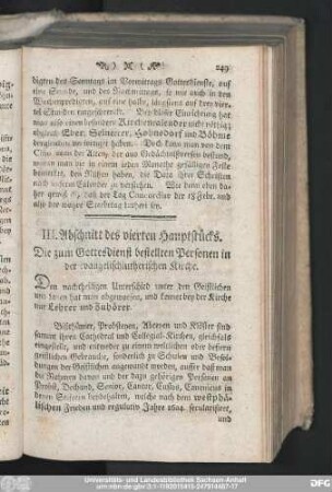 III. Abschnitt des vierten Hauptstücks. Die zum Gottesdienst bestellten Personen in der evangelischlutherischen Kirche.