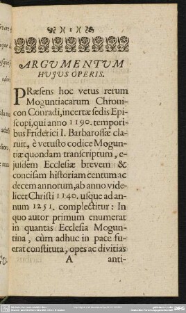 Argumentum Hujus Operis