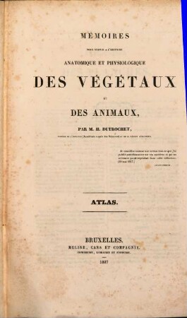 Mémoires pour servir à l'histoire anatomique et physiologique des végétaux et des animaux : avec un atlas de 30 planches gravées, [3]. Atlas