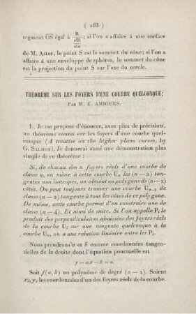 Théorème sur les foyers d'une courbe quelconque.
