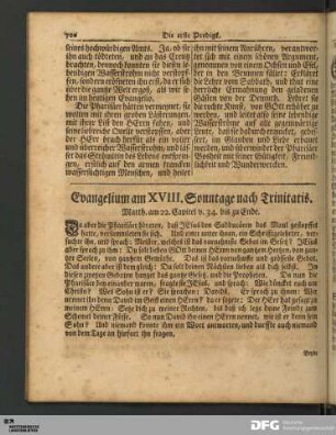 Evangelium am XVIII. Sonntage nach Trinitatis.