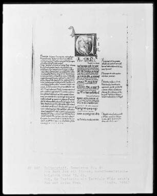 Das Buch Job mit Glosse, Ms. 40, folio 6 verso, Textseite mit Initiale V(ir erat): Job und seine Frau