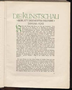 Die Kunstschau - Beiblatt der Meister der Farbe - Januar 1912
