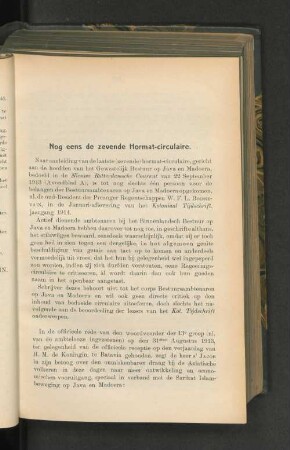 Nog eens de zevende hormat-circulaire, door Een Buitenstaader.