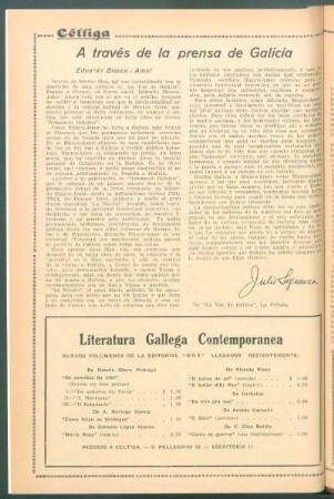 A través de la prensa de Galicia : Eduardo Blanco-Amor