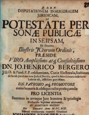 Diss. inaug. iur. de potestate personae publicae in se ipsam