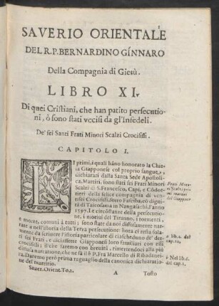 Capitolo I. De' sei Santi Frati Minori Scalzi Crocifissi