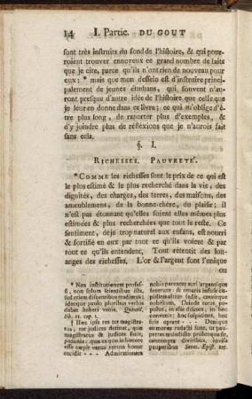 §. I. Richesses. Pauvreté.