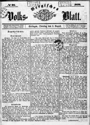 Bergisches Volksblatt. 1849-1868