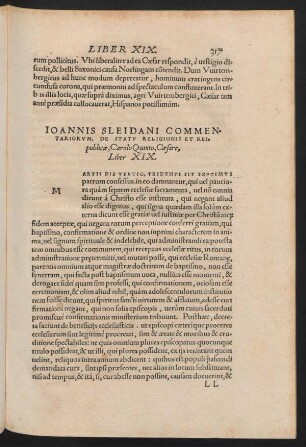 Ioannis Sleidani Commentariorum ... Liber XIX.