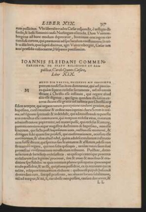 Ioannis Sleidani Commentariorum ... Liber XIX.