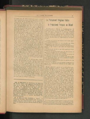 Le Protectorat Religieux Italien et le Protectorat Francais en Orient.