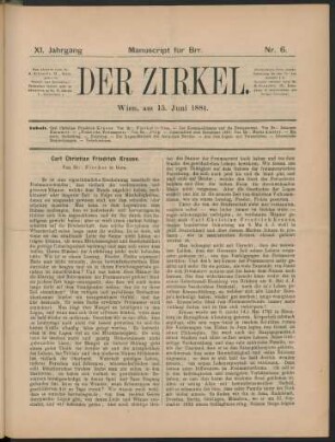Nr. 6. Wien, am 15. Juni 1881.
