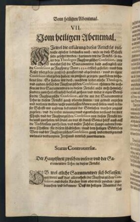 "VII. Vom heiligen Abentmahl"