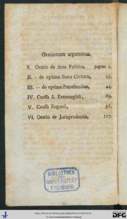 Orationum argumenta.