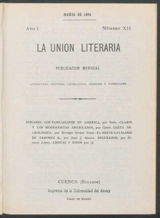 Número XII, Marzo de 1894