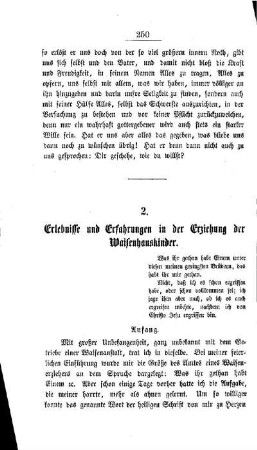 Erlebnisse und Erfahrungen in der Erziehung der Waisenhauskinder