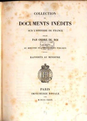 Rapports au ministre
