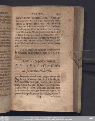 Caput V. & postremum. De Applicatione sacerdotii Christi.