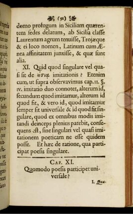 Cap XI. Quomodo poesis participet universale?