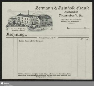 Hermann & Reinhold Krause, Kleiderfabrik, Neugersdorf i. Sa. : Rechnung, blanko