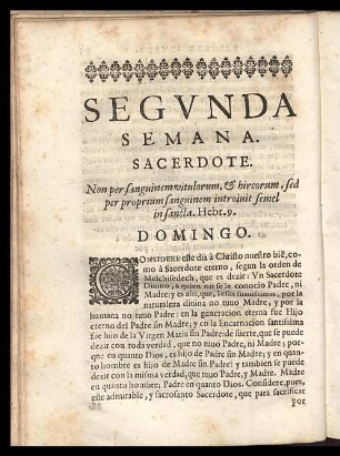 Segunda semana. Sacerdote.