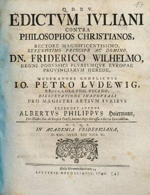 Edictvm Ivliani Contra Philosophos Christianos