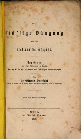 Fortschritte in der englischen und schottischen Landwirthschaft, Supplement