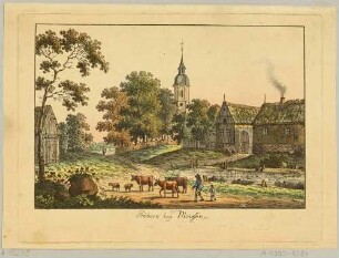 Das Dorf Gröbern (Niederau) bei Meißen mit der Evangelisch-Lutherischen Kirche